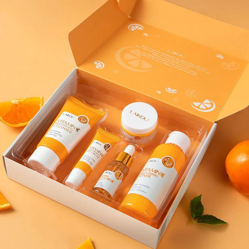 1 Box 5 Pieces Face Care Cream Set Vitamin C Deep Cleansing Moisturizing Remove Dark Spots Whitening Korean Skin Care Cosmetics