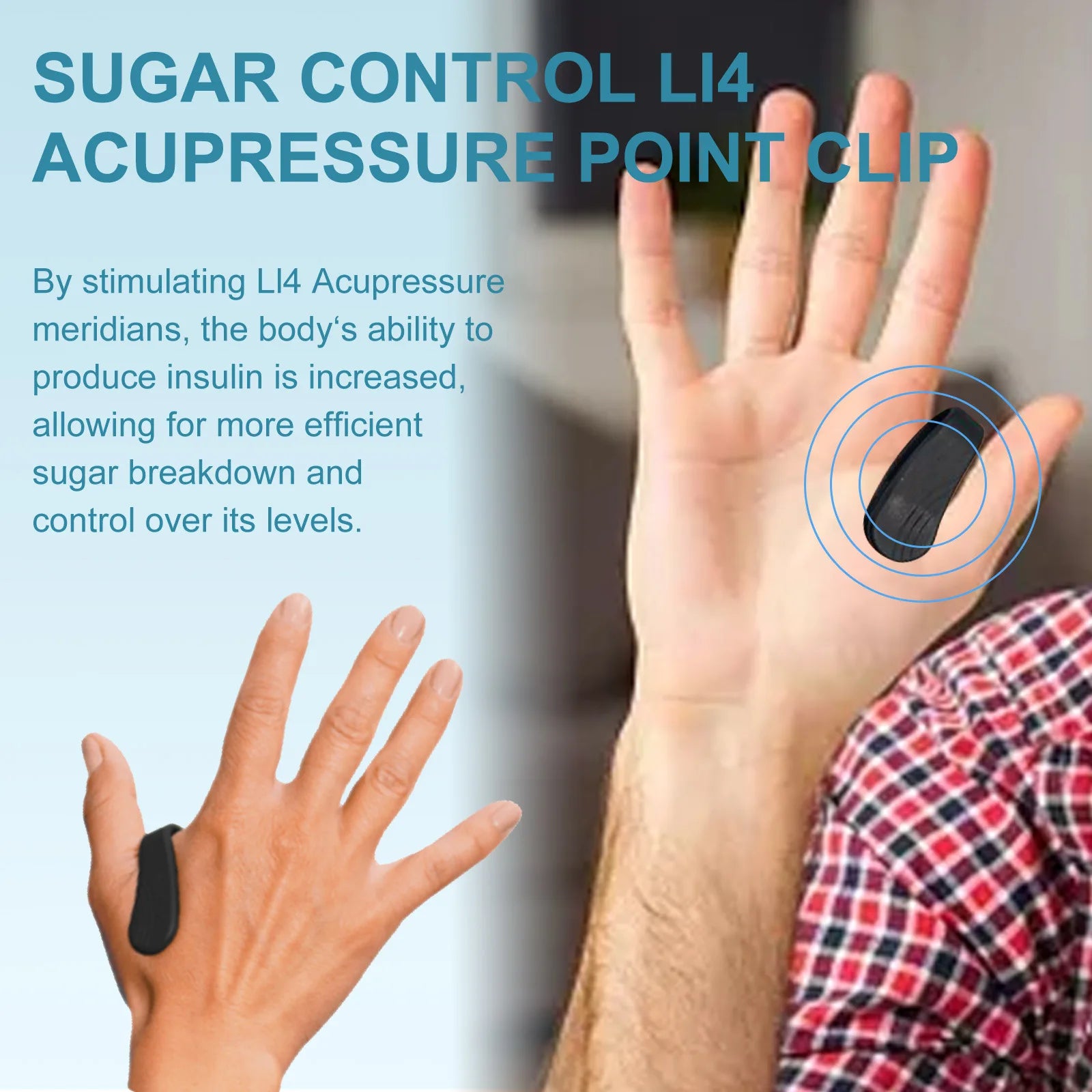 Sugar Control Acupressure Point Clip for Diabetic Treatment Blood Glucose Relief Balance Relaxation Tension Anxiety Health Care