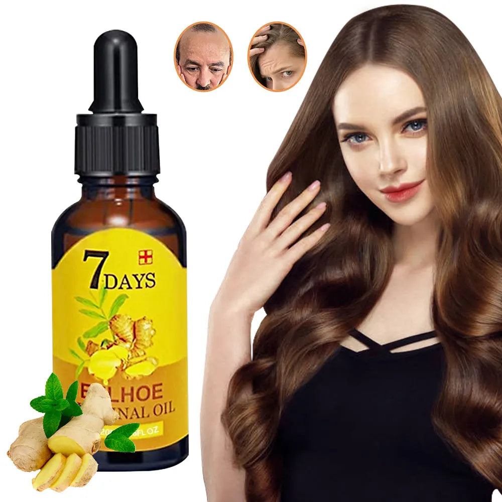 7 Days Fast Ginger Hair Growth Serum Anti-Loss Hair Regrowth Treatment Essential Oil Repair Damaged Hair Roots Hairs Care