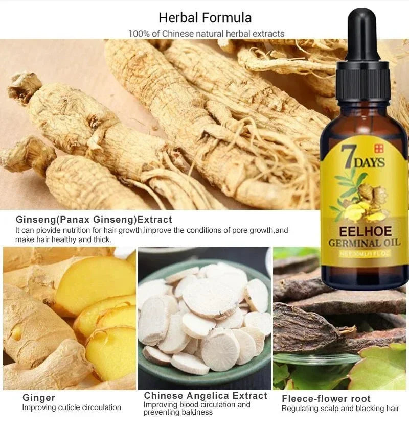 7 Days Fast Ginger Hair Growth Serum Anti-Loss Hair Regrowth Treatment Essential Oil Repair Damaged Hair Roots Hairs Care