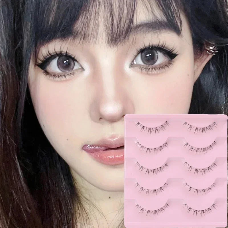 5 Pairs Lower Eyelashes Pack Natural Manga Under Eye Lashes Soft Lower Eyelashes Handmade Clear Band Bottom Lashes Makeup Tools