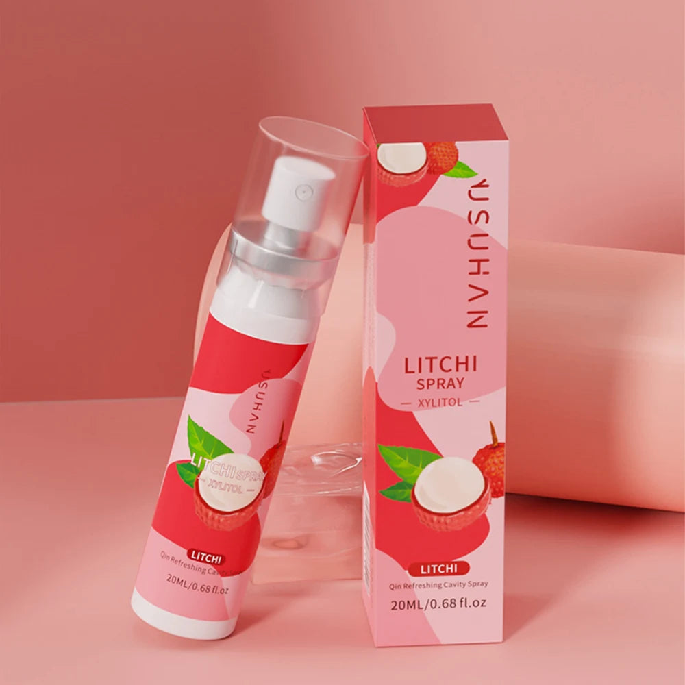 Fruity Breath Mouth Spray Mint Peach Lychee Freshener Spray Liquid Treatment 20ml Deodorant Oral Care Refreshing Mouth Spray